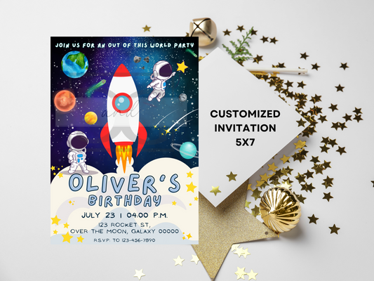 3..2..1.. Blast Off! Space Astronaut Birthday Invite