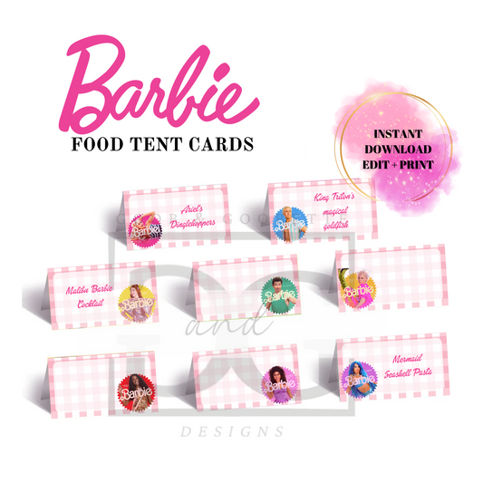 Barbie Food Tents/Labels - Barbie Place Cards