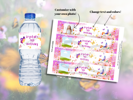 Butterfly Water Bottle Labels