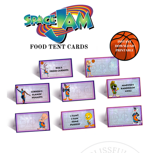 Space Jam 2 Place Cards - Space Jam Food Tents / Labels