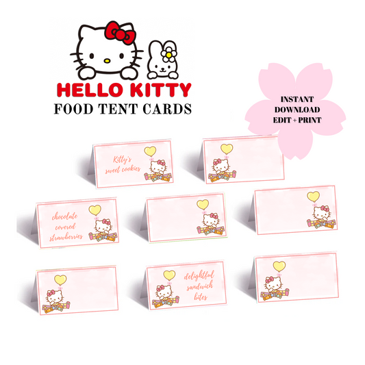 Watercolor Hello Kitty Food Tents/Labels