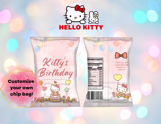 Digital Watercolor Hello Kitty Chip Bag Labels - Hello Kitty Party Favors