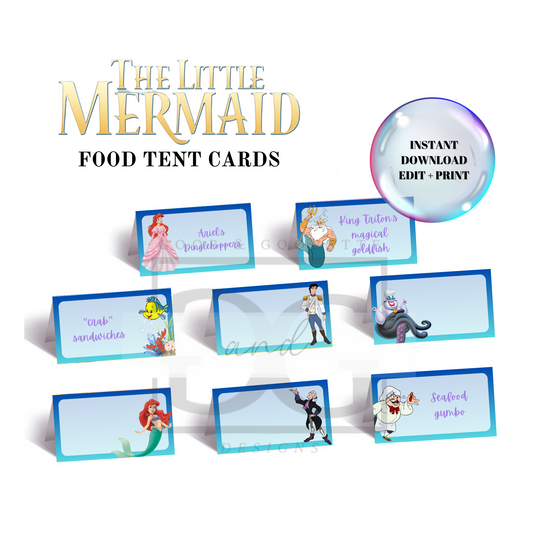 Little Mermaid Food Tent/Labels - Ariel Place Cards