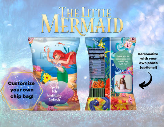 Little Mermaid Chip Bag Labels