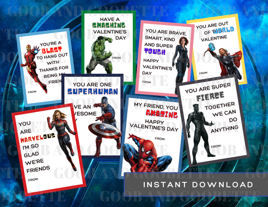 Marvel Super Hero Valentine Cards - Printable Class Valentines