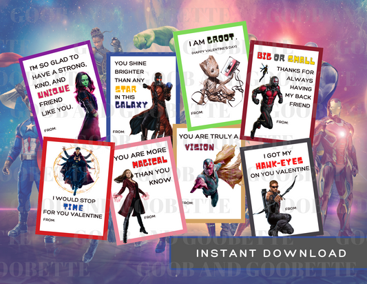 Marvel Guardians Of the Galaxy Valentines - Printable Super Hero Valentines