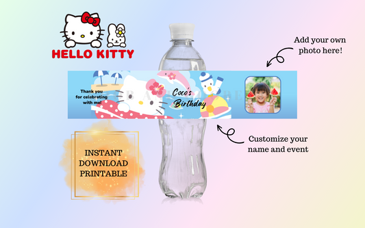 Summer Hello Kitty Water Bottle Labels