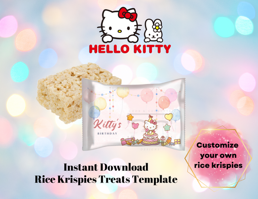 Watercolor Hello Kitty Rice Krispies Label